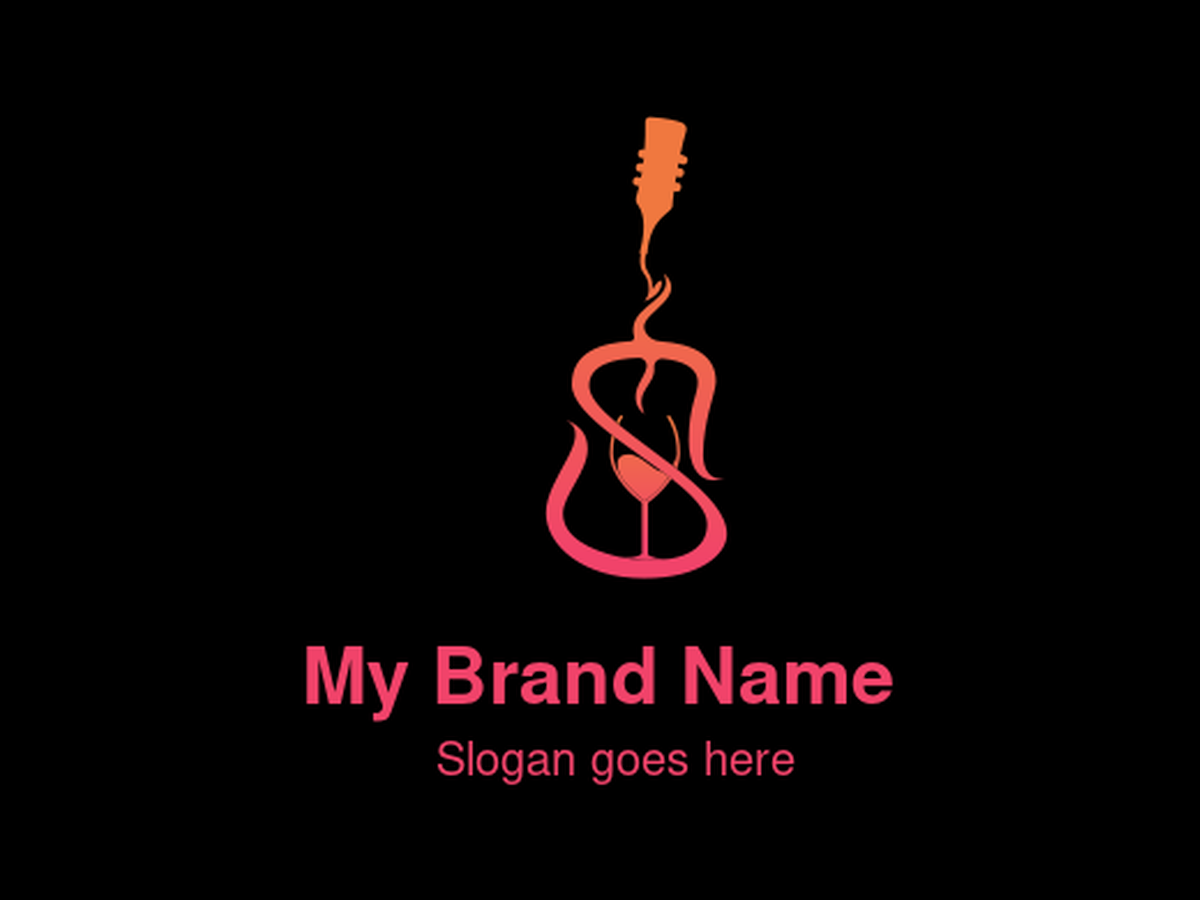 Elegant Gradient Guitar and Wine Glass Fusion Logo - Premier Live Music Venue and Upscale Wine Bar Experience Symbol